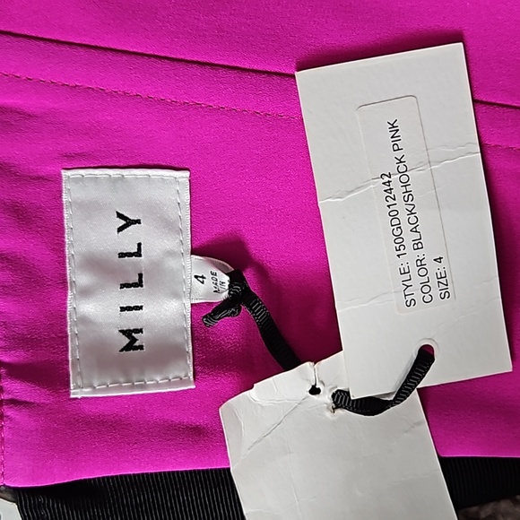 Milly black polka dot mesh dress magenta lining-4 - Picture 5 of 8